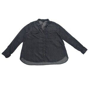 Jane + Delancey Womens Dark Gray Lyocell Button-Up Shirt With Chest Pockets (L)